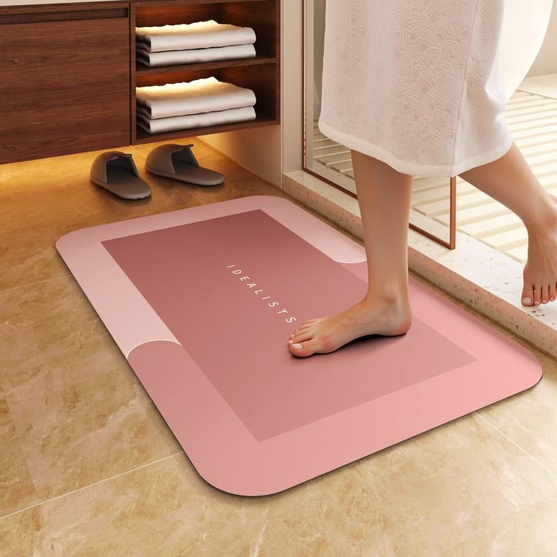 Alfombrilla de baño premium de diatomita fina, ultraabsorbente, de secado rápido, con reverso de goma, antideslizante, lavable a máquina y resistente al moho, ideal para ducha, cocina, lavandería y mucho más, con diseño geométrico y fácil limpieza. 