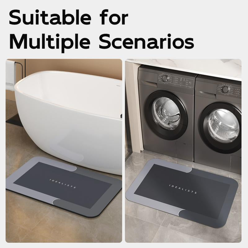 Alfombrilla de baño premium de diatomita fina, ultraabsorbente, de secado rápido, con reverso de goma, antideslizante, lavable a máquina y resistente al moho, ideal para ducha, cocina, lavandería y mucho más, con diseño geométrico y fácil limpieza. 