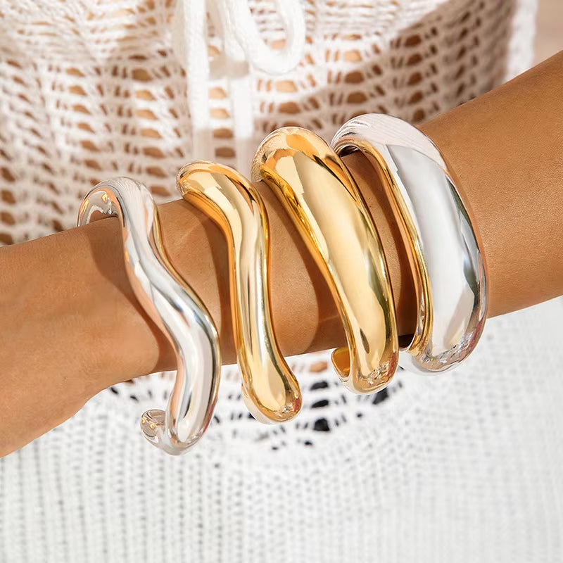 Pulseras irregulares de moda para mujer, brazalete de plástico con personalidad , joyería de moda.