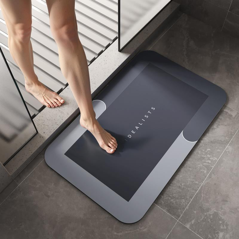Alfombrilla de baño premium de diatomita fina, ultraabsorbente, de secado rápido, con reverso de goma, antideslizante, lavable a máquina y resistente al moho, ideal para ducha, cocina, lavandería y mucho más, con diseño geométrico y fácil limpieza. 