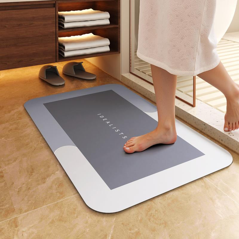 Alfombrilla de baño premium de diatomita fina, ultraabsorbente, de secado rápido, con reverso de goma, antideslizante, lavable a máquina y resistente al moho, ideal para ducha, cocina, lavandería y mucho más, con diseño geométrico y fácil limpieza. 
