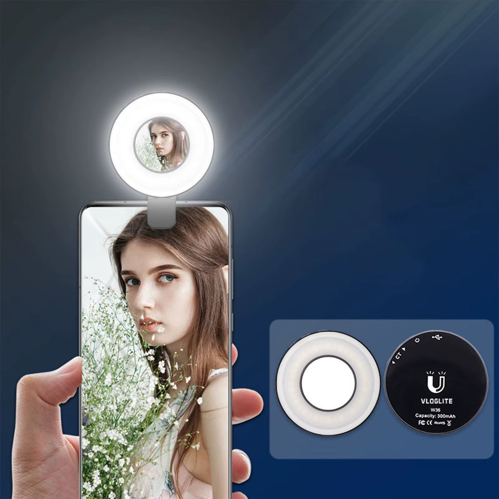 Mini luz de bolsillo magnética W36 para Móviles (series Magsafe), lámpara de luz LED con forma de cubo y clip para maquillaje y vlogs.