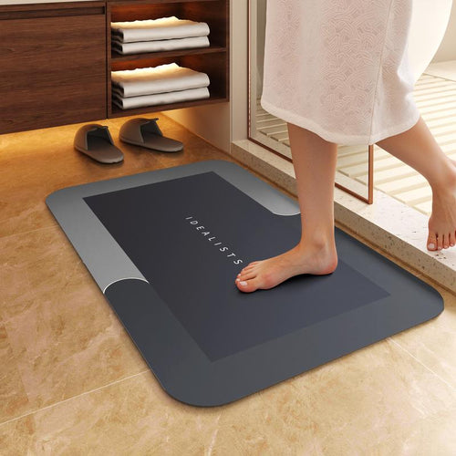 Alfombrilla de baño premium de diatomita fina, ultraabsorbente, de secado rápido, con reverso de goma, antideslizante, lavable a máquina y resistente al moho, ideal para ducha, cocina, lavandería y mucho más, con diseño geométrico y fácil limpieza. 