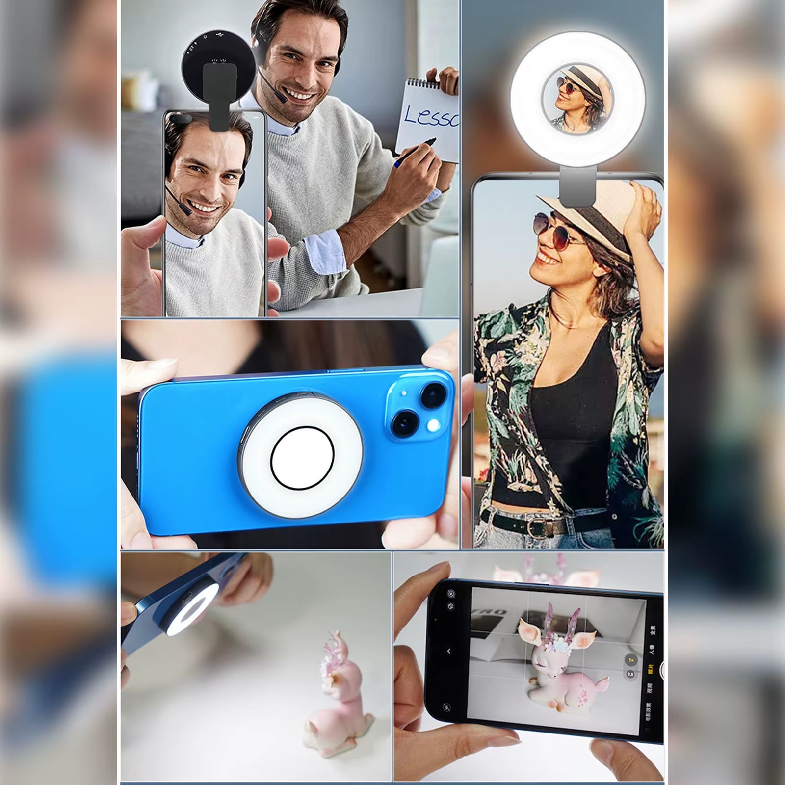 Mini luz de bolsillo magnética W36 para Móviles (series Magsafe), lámpara de luz LED con forma de cubo y clip para maquillaje y vlogs.