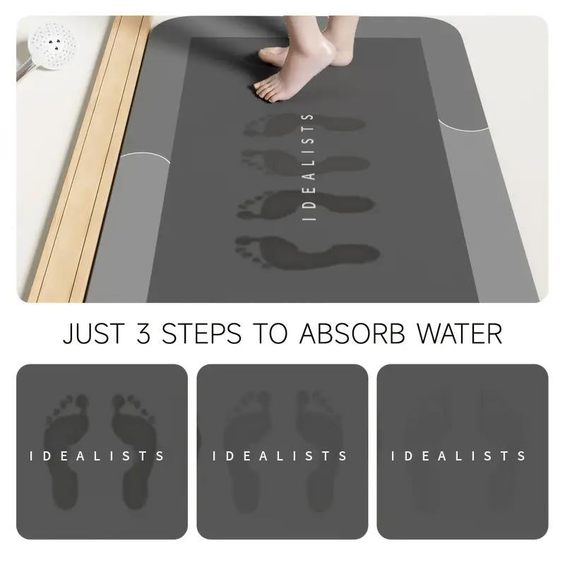 Alfombrilla de baño premium de diatomita fina, ultraabsorbente, de secado rápido, con reverso de goma, antideslizante, lavable a máquina y resistente al moho, ideal para ducha, cocina, lavandería y mucho más, con diseño geométrico y fácil limpieza. 