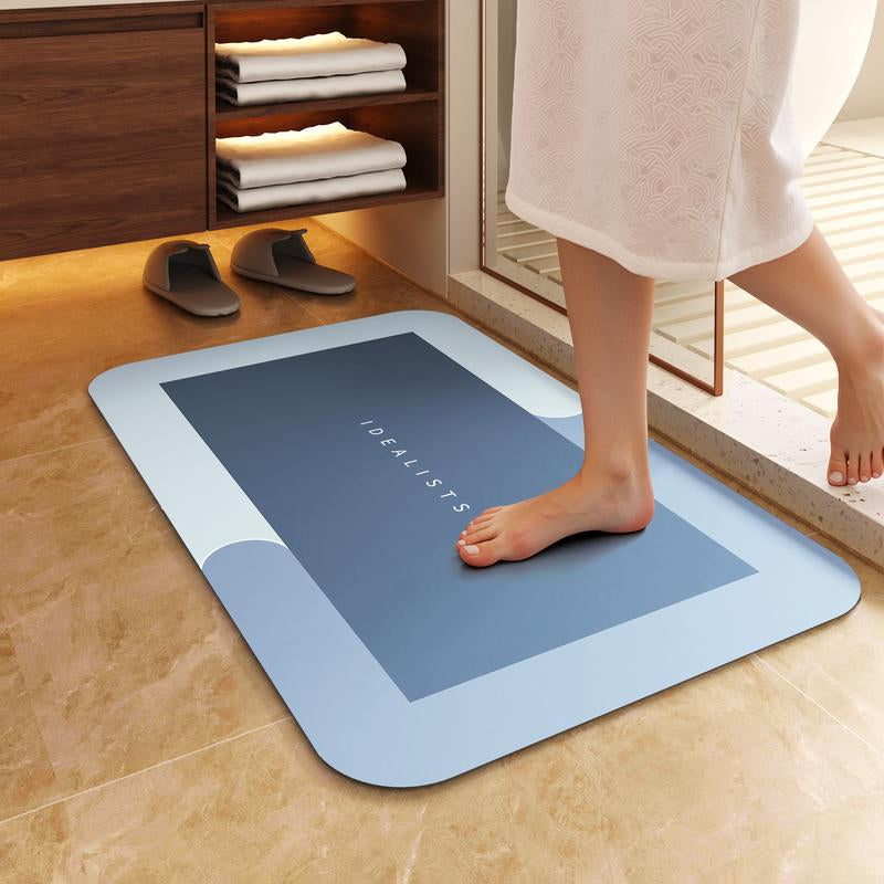 Alfombrilla de baño premium de diatomita fina, ultraabsorbente, de secado rápido, con reverso de goma, antideslizante, lavable a máquina y resistente al moho, ideal para ducha, cocina, lavandería y mucho más, con diseño geométrico y fácil limpieza. 